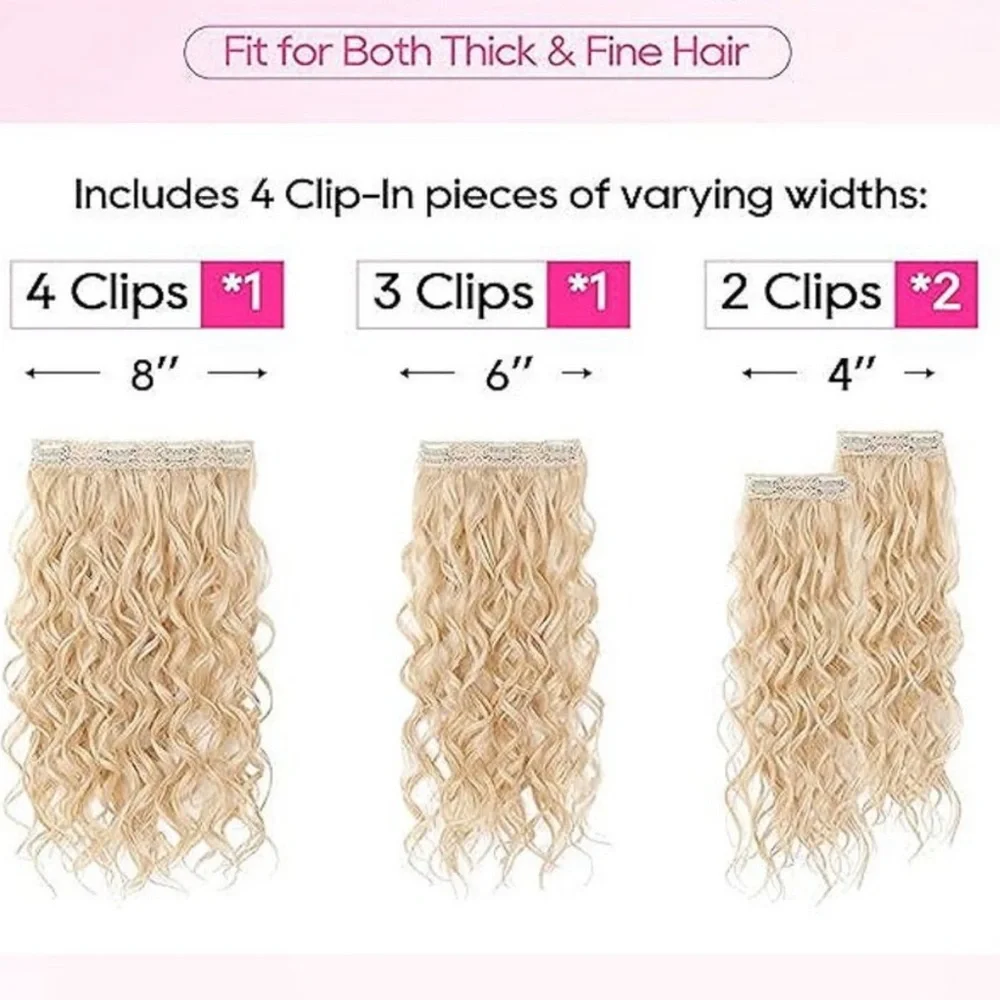 Curly Hair Extensions, 4PCS 16 inch Clip in Hair Extensions Lace Weft Short Curl